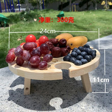 Load image into Gallery viewer, Wooden Outdoor Folding Picnic-table With Glass Holder 2 In 1 Wine Glass Rack Outdoor Wine Table Wooden Table Easy To Carry Wine charcuterie board

