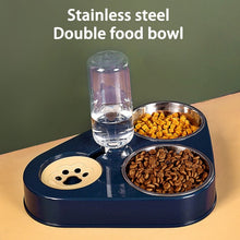 Load image into Gallery viewer, 500ML Dog Bowl Cat Feeder Bowl With Dog Water Bottle Automatic Drinking Pet Bowl Cat Food Bowl Pet Stainless Steel Double 3 Bowl
