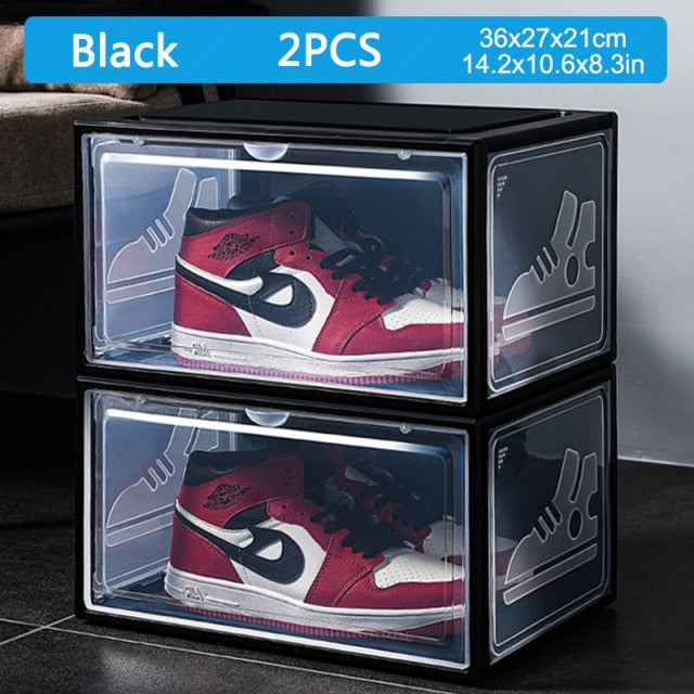 2pcs shoe boxes high-top basketball shoes box dust-proof storage box with hard material transparent heightened Sneakers box