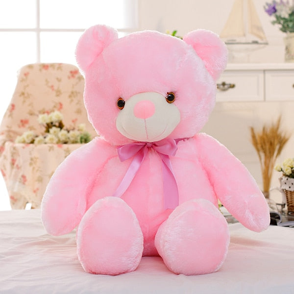 50cm Creative Light Up LED Teddy Bear Stuffed Animals Plush Toy Colorful Glowing   Christmas Gift for Kids Pillow