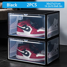 Load image into Gallery viewer, 2pcs AJ Sneakers Box Hardened plastic shoe box Stackable Cabinet Storage Box high-top Dustproof AJ Shoe Rack Organizer
