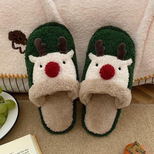 Cute Animal Slipper For Women Girls Fashion Kawaii Fluffy Winter Warm Slippers Woman Cartoon Milk Cow House Slippers Funny Shoes
