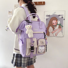Load image into Gallery viewer, Preppy Purple Backpack Women Waterproof Candy Colors Backpacks Fancy High School Bags for Teenage Girl Cute Travel Rucksack
