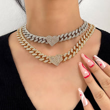 Load image into Gallery viewer, Iced Out Miami Curb Chain Necklace Women Gold Color Bling Rhinestones Cuban Link Choker Necklace Punk Jewelry custom handmade
