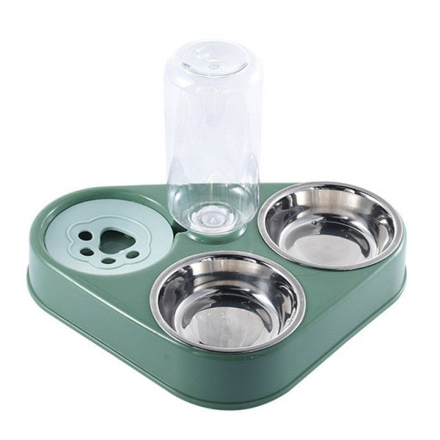 3 in 1 Stainless Steel Pet Dog Feeder Bowl With Dog Water Bottle Cat Automatic Drinking Cat Food