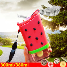 Load image into Gallery viewer, Cartoon Cute Donut Ice Cream Water Bottle Rainbow Creative Square Watermelon Cup Portable Leakproof Children Kettle with Straw
