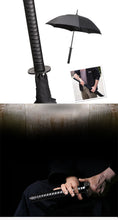 Load image into Gallery viewer, 8K Creative black Japanese Long Handle Large Windproof Samurai Sword Umbrella Japan Ninja Sun Umbrella Straight Umbrella Open
