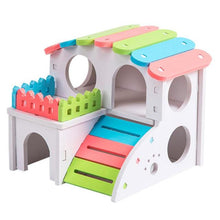 Load image into Gallery viewer, 1Pc Wooden Hamster Animal Hideout Hamster House Double-storey Pet Wooden Hut Play Toy
