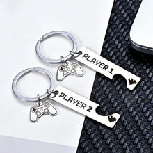 Load image into Gallery viewer, 2 PCS Funny Couple Gamers Gifts Player 1 Player 2 Matching Keychain for Her Him Girlfriend
