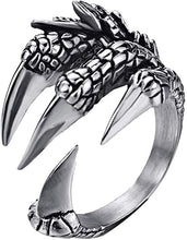 Load image into Gallery viewer, Titanium Steel Eagle Dragon Claw Halloween Skull Ring Hot Selling Men&#39;s Domineering Opening Rock Animal Jewelry handmade
