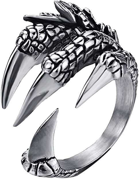 Titanium Steel Eagle Dragon Claw Halloween Skull Ring Hot Selling Men's Domineering Opening Rock Animal Jewelry handmade