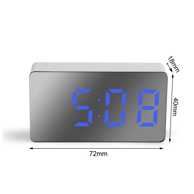 LED Mirror Digital MINI Alarm Clock Snooze Table Clock Wake Up Mute Calendar Dimmable Electronic Desktop Clocks Must USB Work
