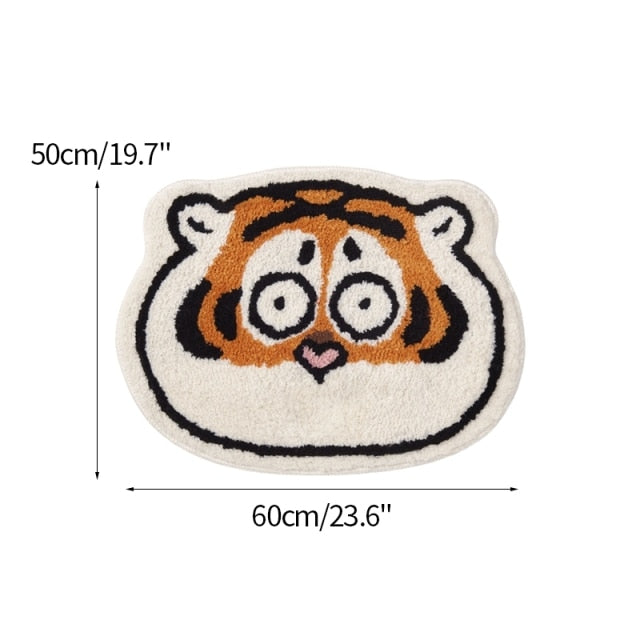 Cartoon Tiger Rug Non-Slip Bedside Carpet Absorbent Bathroom Mat Animals Print Rugs for Kids Room Decor Cute Furry Carpets