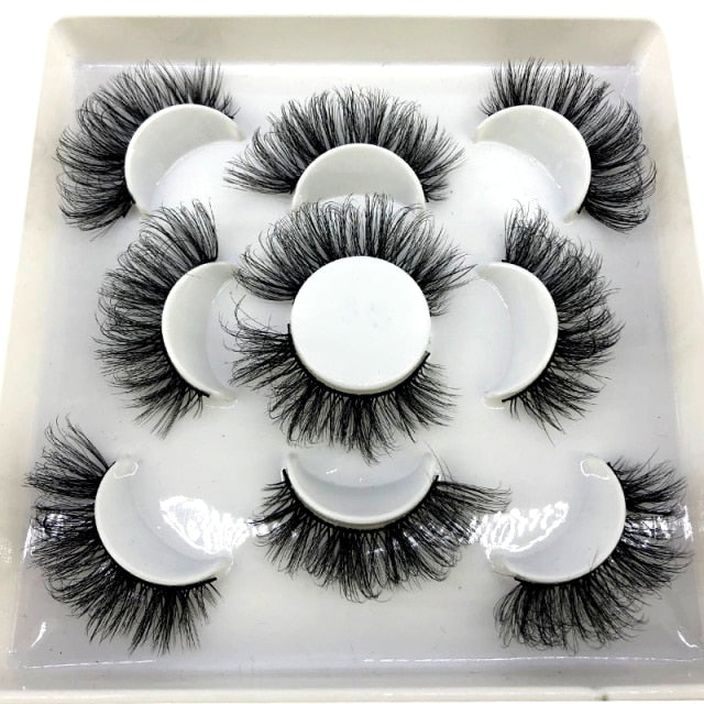 5 Pairs 25 mm 3d Mink Lashes Bulk Faux with Custom Box Wispy Natural Mink Lashes Pack Short Natural False Eyelashes