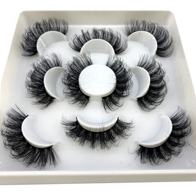 5 Pairs 25 mm 3d Mink Lashes Bulk Faux with Custom Box Wispy Natural Mink Lashes Pack Short Natural False Eyelashes