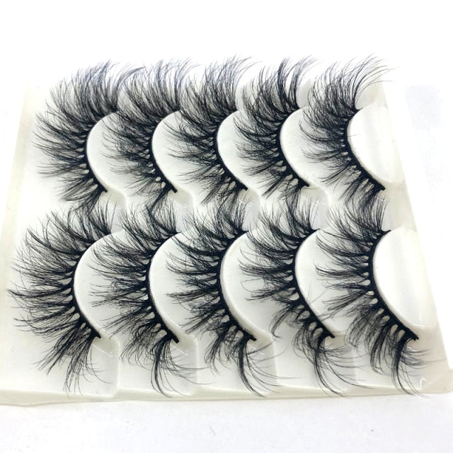 5 Pairs 25 mm 3d Mink Lashes Bulk Faux with Custom Box Wispy Natural Mink Lashes Pack Short Natural False Eyelashes