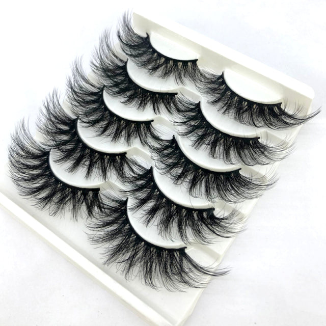 5 Pairs 25 mm 3d Mink Lashes Bulk Faux with Custom Box Wispy Natural Mink Lashes Pack Short Natural False Eyelashes