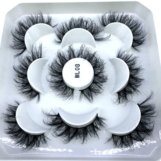 5 Pairs 25 mm 3d Mink Lashes Bulk Faux with Custom Box Wispy Natural Mink Lashes Pack Short Natural False Eyelashes