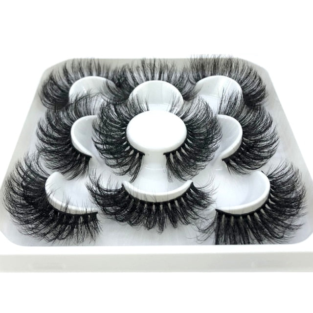 5 Pairs 25 mm 3d Mink Lashes Bulk Faux with Custom Box Wispy Natural Mink Lashes Pack Short Natural False Eyelashes