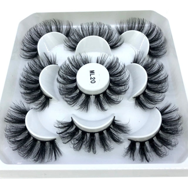 5 Pairs 25 mm 3d Mink Lashes Bulk Faux with Custom Box Wispy Natural Mink Lashes Pack Short Natural False Eyelashes