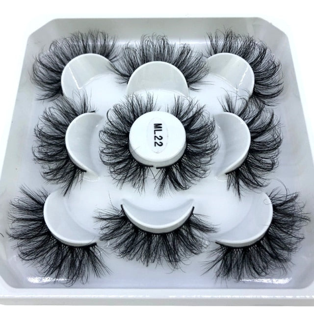 5 Pairs 25 mm 3d Mink Lashes Bulk Faux with Custom Box Wispy Natural Mink Lashes Pack Short Natural False Eyelashes