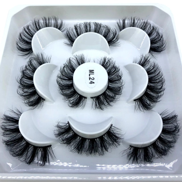 5 Pairs 25 mm 3d Mink Lashes Bulk Faux with Custom Box Wispy Natural Mink Lashes Pack Short Natural False Eyelashes