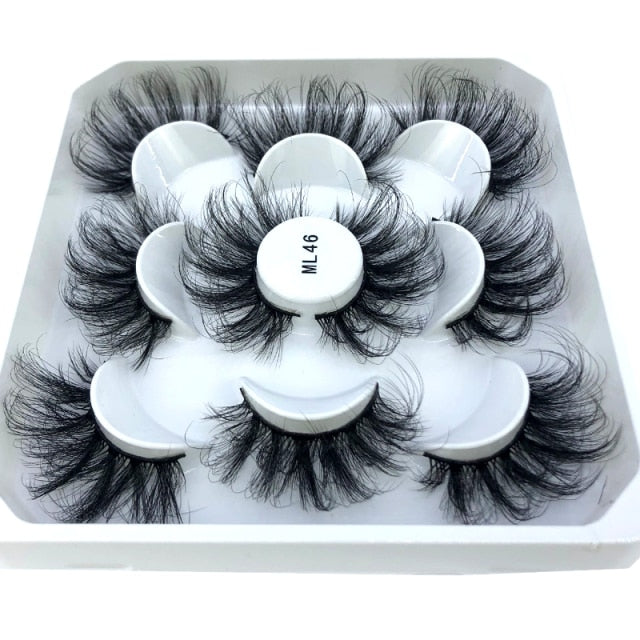 5 Pairs 25 mm 3d Mink Lashes Bulk Faux with Custom Box Wispy Natural Mink Lashes Pack Short Natural False Eyelashes