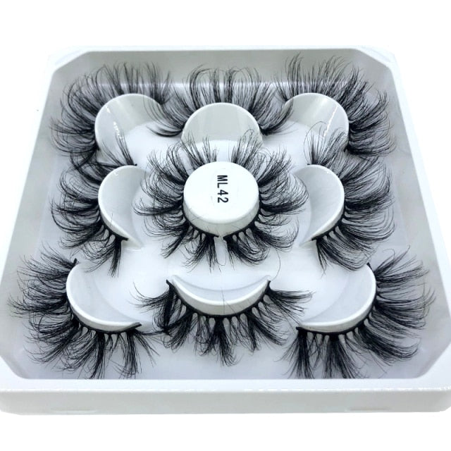 5 Pairs 25 mm 3d Mink Lashes Bulk Faux with Custom Box Wispy Natural Mink Lashes Pack Short Natural False Eyelashes