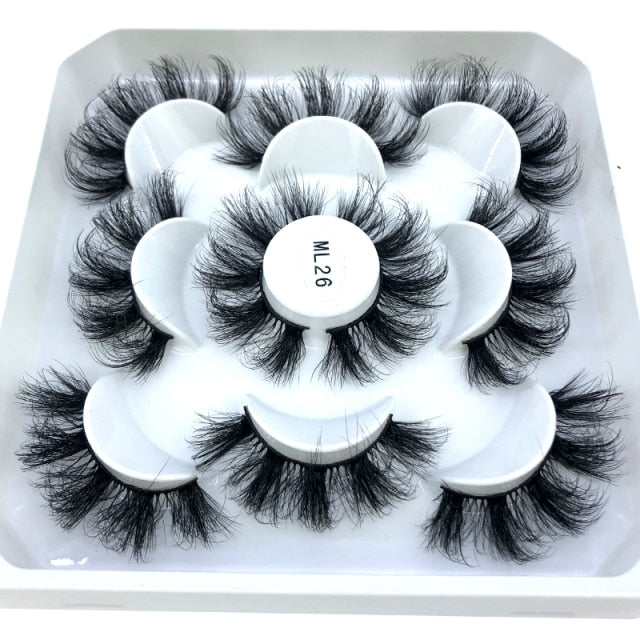 5 Pairs 25 mm 3d Mink Lashes Bulk Faux with Custom Box Wispy Natural Mink Lashes Pack Short Natural False Eyelashes