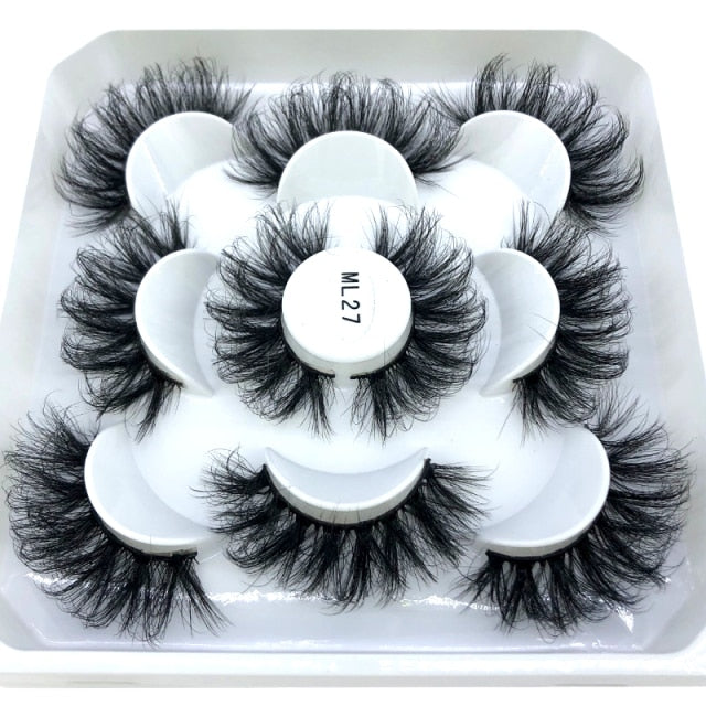 5 Pairs 25 mm 3d Mink Lashes Bulk Faux with Custom Box Wispy Natural Mink Lashes Pack Short Natural False Eyelashes