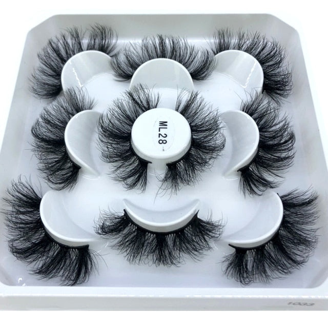 5 Pairs 25 mm 3d Mink Lashes Bulk Faux with Custom Box Wispy Natural Mink Lashes Pack Short Natural False Eyelashes