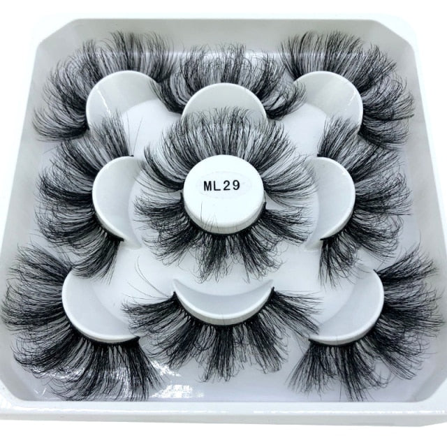 5 Pairs 25 mm 3d Mink Lashes Bulk Faux with Custom Box Wispy Natural Mink Lashes Pack Short Natural False Eyelashes