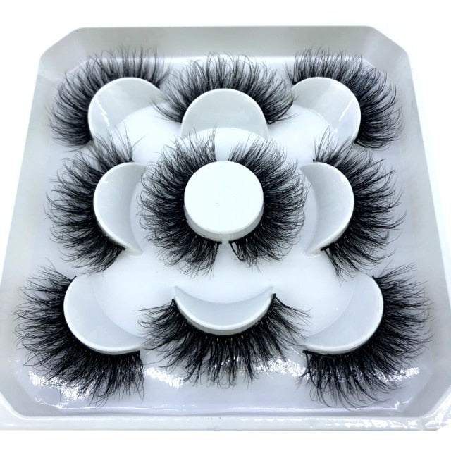 5 Pairs 25 mm 3d Mink Lashes Bulk Faux with Custom Box Wispy Natural Mink Lashes Pack Short Natural False Eyelashes