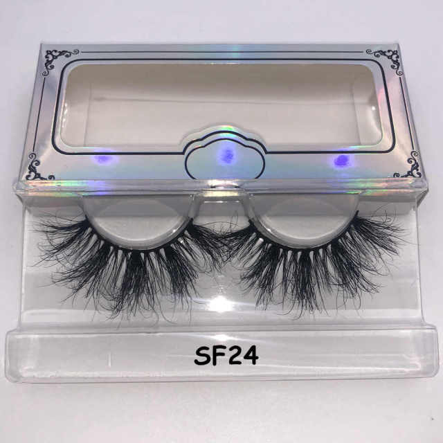 SF Fluffy Mink Lashes Make Up Eye Lashes 100% Cruelty Free Mink Eyelash 25mm Dramatic Thick Volume Natural Eyelashes