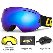 Load image into Gallery viewer, COPOZZ Ski Goggles with Case &amp; Yellow Lens UV400 Anti-fog Spherical Ski Glasses Skiing Men Women Snow Goggles + Lens + Box Set
