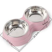 Load image into Gallery viewer, Double Pet Bowls Dog Food Water Feeder Stainless Steel Pet Drinking Dish Feeder Cat Puppy Feeding Supplies Small Dog Accessories
