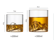Load image into Gallery viewer, Large 3D Mountains Japanese Whisky Glasses Old Fashioned Whiskey Rock Glass Whiskey-glass Wood Gift Box Vodka Tumbler Wine Cup
