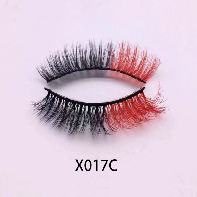 3D Color False Lashes Ombre Natural Long Colorful Eyelashes Dramatic Makeup Fake Lash Party Colored Lashes for Cosplay Halloween