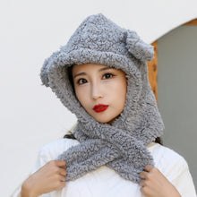 Load image into Gallery viewer, Women Autumn Winter Thick Warm Scarf Beanies Cap Hats Cute Lady Neck Warm Outdoor Rabbit With Ear Cap Hat For Women
