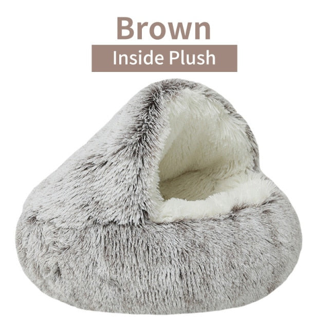 2021 Winter Long Plush Pet Cat Bed Round Cat Cushion Cat House Warm Cat Basket Cat Sleep Bag Cat Nest Kennel For Small Dog Cat