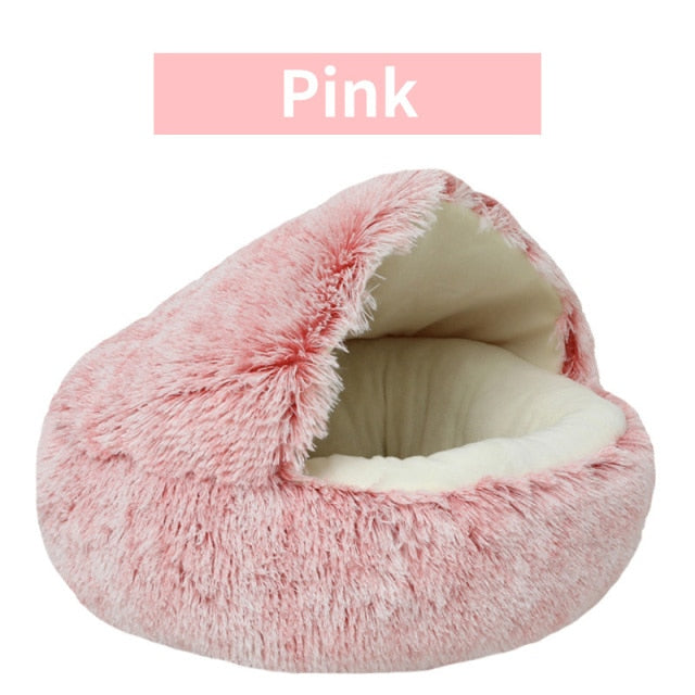 2021 Winter Long Plush Pet Cat Bed Round Cat Cushion Cat House Warm Cat Basket Cat Sleep Bag Cat Nest Kennel For Small Dog Cat