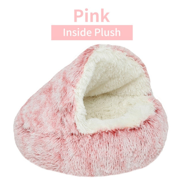 2021 Winter Long Plush Pet Cat Bed Round Cat Cushion Cat House Warm Cat Basket Cat Sleep Bag Cat Nest Kennel For Small Dog Cat