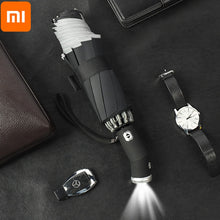 Load image into Gallery viewer, Xiaomi LED Automatic Windproof Umbrella With Reflective Stripe Reverse Light Umbrella Three Folding Inverted 10 Ribs Umbrellas
