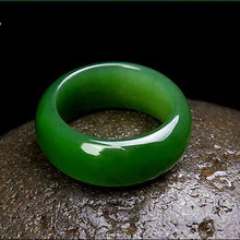 Load image into Gallery viewer, Natural Green Hetian Jade Ring Chinese Jadeite Amulet Fashion Charm Jewelry Hand Carved Crafts Gifts for Women Men
