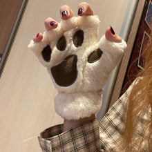 Load image into Gallery viewer, 1Pair Women Girl Lovely Bear Plush Cat Paw Claw Gloves Winter Faux Fur Cute Kitten Fingerless Mittens Christmas Halloween Gloves
