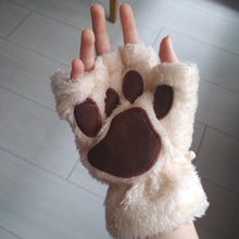 Load image into Gallery viewer, 1Pair Women Girl Lovely Bear Plush Cat Paw Claw Gloves Winter Faux Fur Cute Kitten Fingerless Mittens Christmas Halloween Gloves
