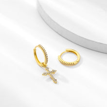 Load image into Gallery viewer, Mini Cross Hoop Earrings Cubic Zirconia Vintage Asymmetric Earrings For Women Party Jewelry custom handamde Gift
