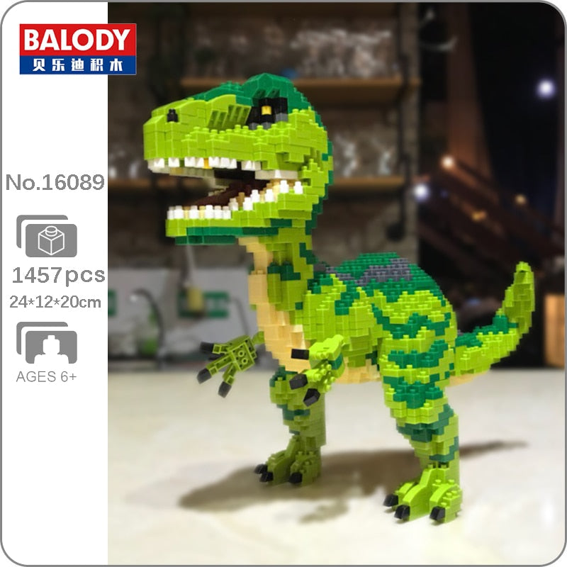 Jurassic Dinosaur Velociraptor Animal Monster Model DIY Mini Diamond Blocks Bricks Building Toy for Children no Box