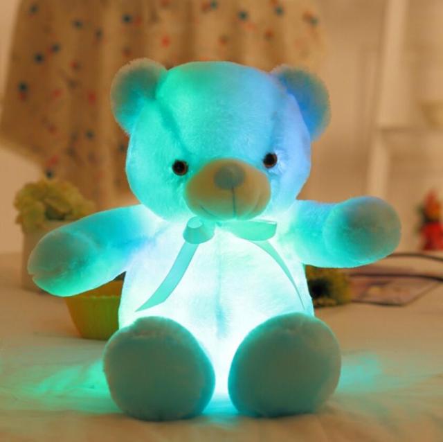 30CM Luminous Plush Toys Light Up LED Colorful Glowing Teddy Bear Stuffed Animal Doll Kids Christmas Gift For Children Girls