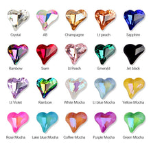 Load image into Gallery viewer, 12x13mm Big Crooked Heart Nail art Rhinestone Pointed bottom Crystal Stones for nail decoration
